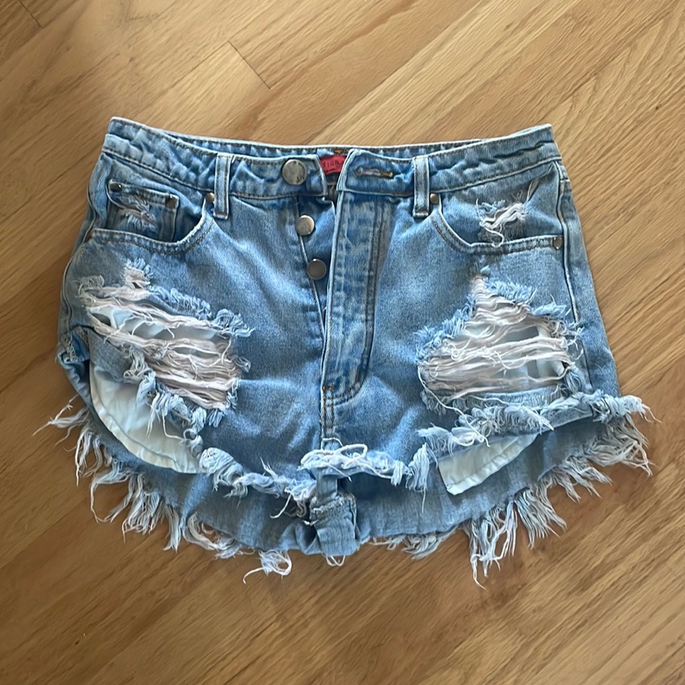 Blue ripped Jean shorts